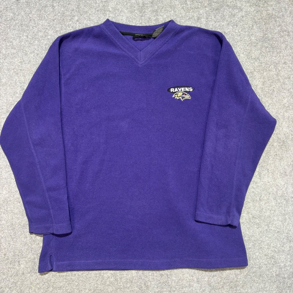 The Edge Baltimore Ravens Fleece Pullover Mens Large Purple V-Neck Long Sleeve